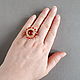 Красное кольцо из бисера, кольцо солнце с красным камнем безразмерное, Кольца, Москва,  Фото №1