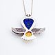 Pendant with lapis lazuli and amber 'Bird Falcon'.Obereg. Pendants. geliar. My Livemaster. Фото №4