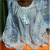 Одежда handmade. Livemaster - original item Blouse embroidered linen 