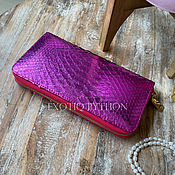 Сумки и аксессуары handmade. Livemaster - original item Pink Folio Python Leather Wallet. Handmade.