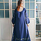 Boho blue linen dress with long sleeves 'Fairy Tale'. Dresses. Kupava - ethno/boho. My Livemaster. Фото №6