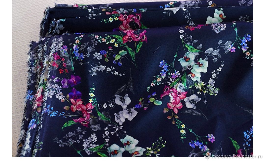 Natural silk. Pretty flowers, Fabric, Podolsk,  Фото №1
