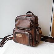 Сумки и аксессуары handmade. Livemaster - original item Leather backpack with an engraving for a confident man). Handmade.