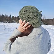 Шали: вязаная шаль из хлопка, летний шейный платок зеленый
