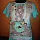 Blouse  turquoise Wool silk felted, Blouses, Moscow,  Фото №1