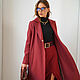 Demi-season wool coat, burgundy double-breasted wool coat, Coats, Novosibirsk,  Фото №1