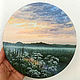 Картина круглая туманный рассвет на реке диаметр 20 см, Картины, Пинск,  Фото №1