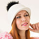 Кепка жокейка с помпоном. Цвет молочный. Шляпы. Лана Анисимова. Интернет-магазин Ярмарка Мастеров.  Фото №2