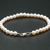 Украшения handmade. Livemaster - original item Bracelet with natural lavender pearls d5,5 mm. Handmade.