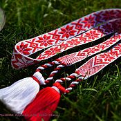 Русский стиль handmade. Livemaster - original item The Alatyr belt is white and red. Handmade.
