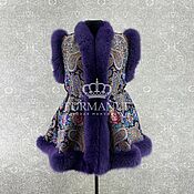 Одежда handmade. Livemaster - original item Vest with fur from Pavlovo Posad shawl. Handmade.
