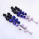 Earrings with flowers made of polymer clay Purple Flower Earrings, Earrings, Voronezh,  Фото №1