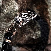 Украшения handmade. Livemaster - original item Bracelet "Panther" of silver 925 and genuine leather. Handmade.