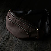 Сумки и аксессуары handmade. Livemaster - original item Waist leather bag (chocolate) budget model. Handmade.