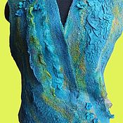 Одежда handmade. Livemaster - original item Felted Silk Aquamarine Vest. Handmade.