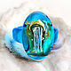 Glass ring 'Portrait of a jellyfish in blue' size 17, Rings, Chelyabinsk,  Фото №1