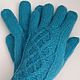Knitted mohair gloves, turquoise, Gloves, Kamyshin,  Фото №1