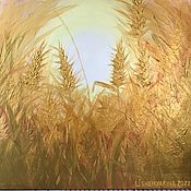 Картины и панно handmade. Livemaster - original item Painting sunrise in a field with golden ears 
