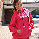 Pink hoodie for women, bright hoodie with a fluffy hood. Sweater Jackets. Lara (EnigmaStyle). My Livemaster. Фото №5