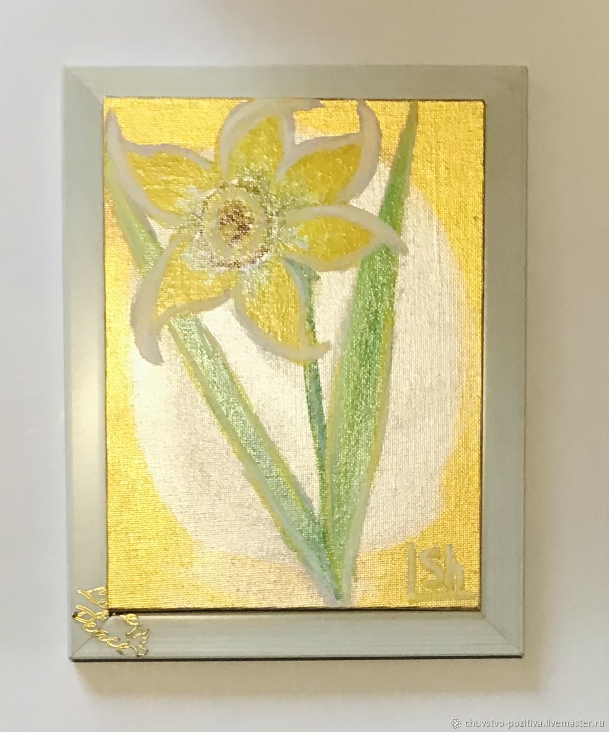 Картина нарцисс на золотом «Солнечный» 20х15 см – купить на Ярмарке ...