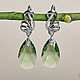 Alma silver plated earrings with green Swarovski crystals, Earrings, Moscow,  Фото №1