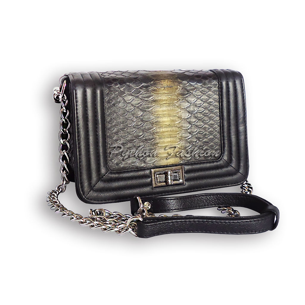 Chanel Boy Bag Silver Python  Leather Ruthenium Hardware Medium New w   Mightychic