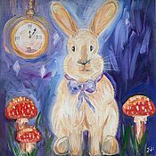Картины и панно handmade. Livemaster - original item White Rabbit in Wonderland oil painting. Handmade.