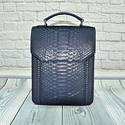 Сумки и аксессуары handmade. Livemaster - original item Men`s bag made of genuine python leather in dark blue color.. Handmade.