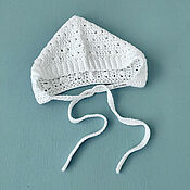 Работы для детей, handmade. Livemaster - original item A gift for a newborn: a white cap for a girl. Handmade.