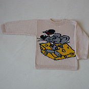 Одежда детская handmade. Livemaster - original item Sweaters & Jumpers: Beige mouse jumper. Handmade.
