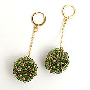 Украшения handmade. Livemaster - original item Earrings Green beads Hanging beads braided light. Handmade.
