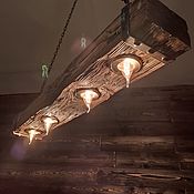 Светильник из дерева брус 150*100 на канатах