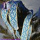 The Fern flower belt is blue and white with a yellow border. Belts and ribbons. LEJLIKA - poyasa i ochelya dlya vsej semi. Ярмарка Мастеров.  Фото №4