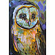 Painting with owl 'Barn Owl' oil. The picture with the bird, Pictures, Belgorod,  Фото №1