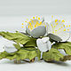 Brooch-boutonniere of leather Delicate Jasmine. Decoration leather. Brooches. lanssveta. My Livemaster. Фото №6
