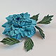 Leather flowers rose-brooch 'Blue dream'. Brooches. LIUDMILA SKRYDLOVA (flower glade). Online shopping on My Livemaster.  Фото №2