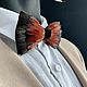 Bow tie and boutonniere set with rooster and pheasant feathers. Butterflies. GooseTie. Bow tie feathers. My Livemaster. Фото №5