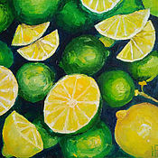 Картины и панно handmade. Livemaster - original item Painting lemon lime still life with lemon oil. Handmade.