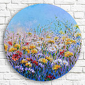 Картины и панно handmade. Livemaster - original item A picture with yellow flowers on the background of the sky is a gift to the teacher. Handmade.