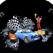 Одежда handmade. Livemaster - original item T-shirt with racing car and racer hand painted. Handmade.
