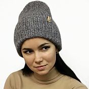 Аксессуары handmade. Livemaster - original item Women`s Graphite hat with a high crown, mink down, winter. Handmade.