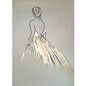 Картины и панно handmade. Livemaster - original item Interior painting of a Ballerina with a gold potal 50h70. Handmade.