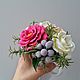 Букет цветов в чашке с розами и брунией, Букеты, Москва,  Фото №1