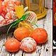 Gift souvenir `Soap-tangerine` Mala in the grid. 1 tangerine in the grid with tag and bow - 120 p
