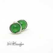 Украшения handmade. Livemaster - original item Silver stud earrings with jade 