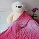 Красное плюшевое одеяло в кроватку для девочки. Пледы для детей. Вязаные изделия и МК из Ализе Пуффи. Ярмарка Мастеров.  Фото №4