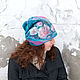 Нуно-войлочная шапка-бини "Бирюзовый сад", Шапки, Москва,  Фото №1