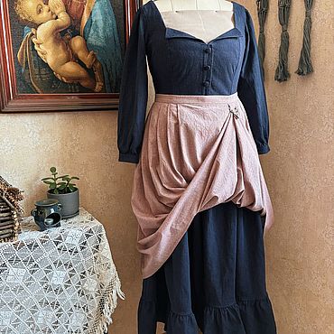 Одежда ручной работы. Ярмарка Мастеров - ручная работа Фартук с подхватом. Handmade.