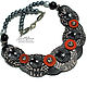 Necklace Combination Orange Gray (401) designer jewelry, Necklace, Salavat,  Фото №1