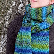 Длинный шарф Можжевельник 100% шерсть (зелёный шарф)